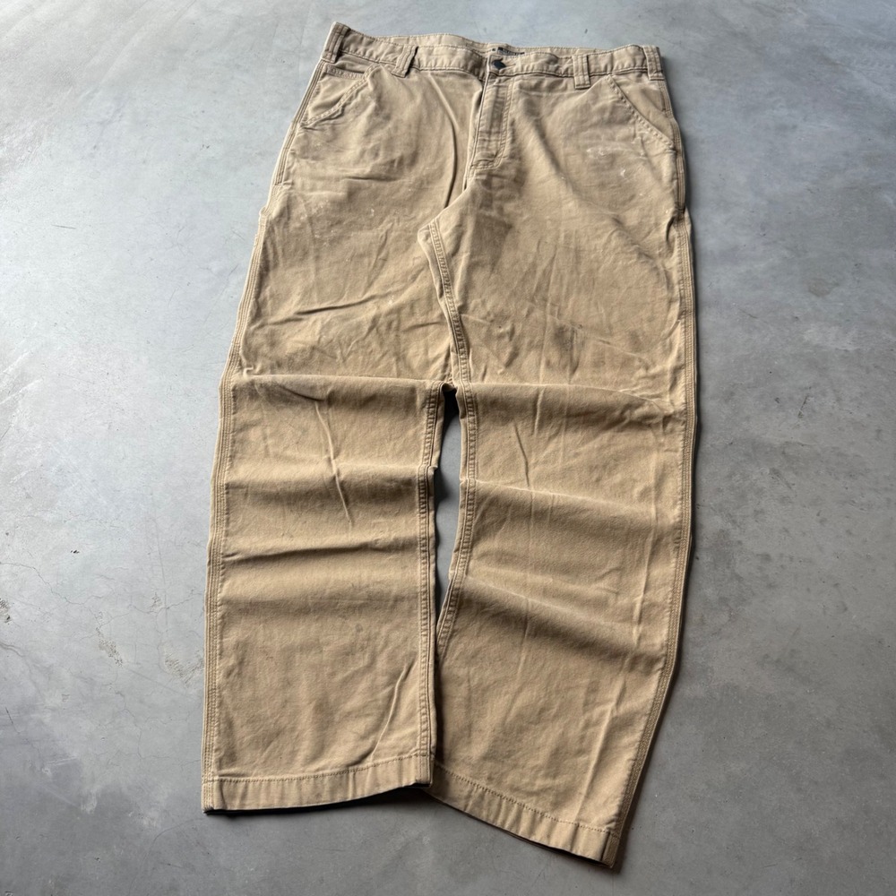 Carhartt Relaxed Fit Canvas Work Pants Tan Duck Carpenter Trousers Mens 38x32